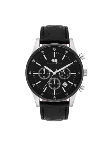 Rhodenwald & Söhne Herren Chronograph silber/schwarz Echtleder schwarz in schwarz