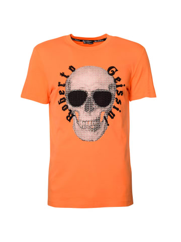 Roberto Geissini Stitched Skull T-Shirt Orange