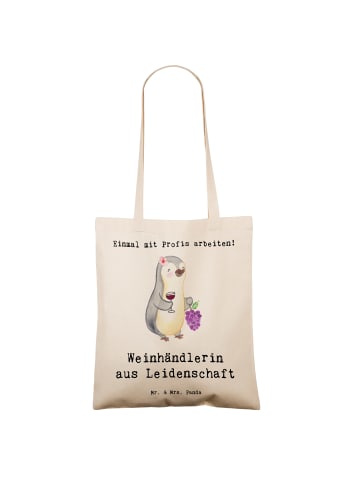 Mr. & Mrs. Panda Shopping Bag Weinhändlerin Leidenschaft mit Spruch in Creme