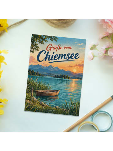 Postkarte See nostalgisch Design mit Spruch in Weiß