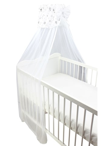 TupTam Babybett Himmel mit Schleife Transparent in grau/weiß