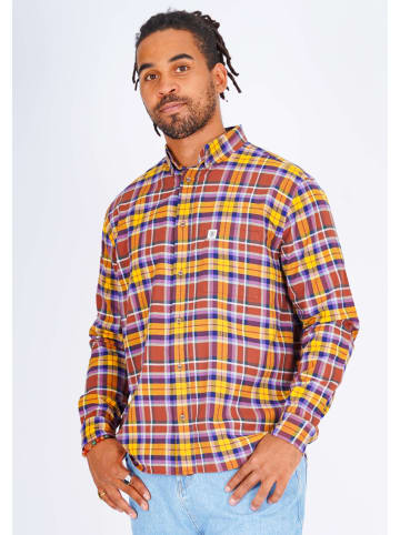 HONESTY RULES Shirt " Flannel Check " in dark-purple-mustard