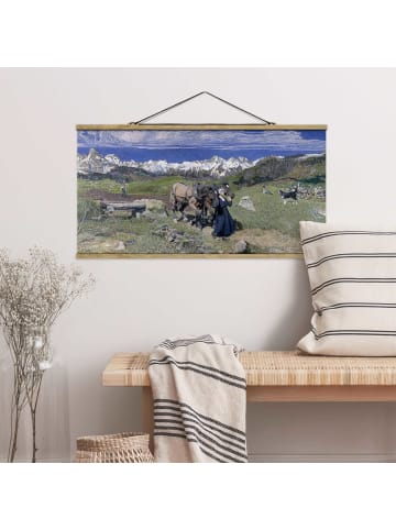 WALLART Stoffbild - Giovanni Segantini - Frühling in den Alpen in Grün