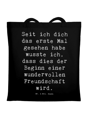 Mr. & Mrs. Panda Tragetasche Spruch Neue Freunde finden mit Spruch in Schwarz
