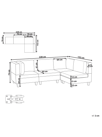 Beliani 4-tlg Ecksofa UNSTAD in Schwarz/Schwarz