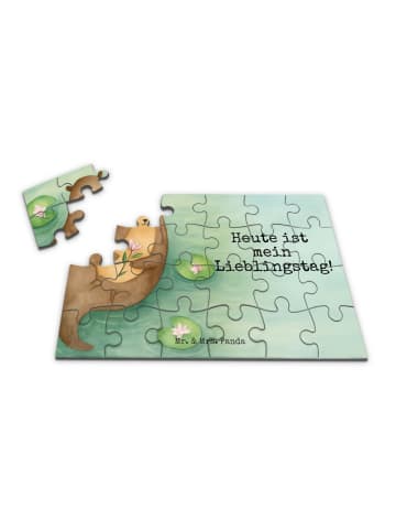 Mr. & Mrs. Panda Puzzle Otter Seerose Design mit Spruch in Weiß