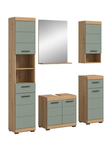 xonox.home Badkombination in Artisan Eiche/Salbei - (B) 164 x (H) 191 x (T) 34