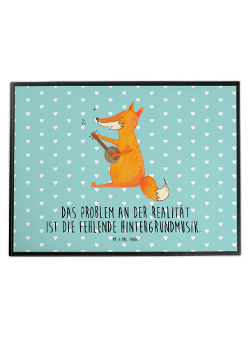 Mr. & Mrs. Panda Tischschutzmatte Fuchs Gitarre mit Spruch in Türkis Pastell