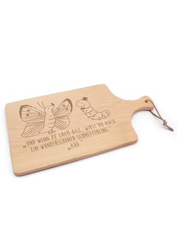 Mr. & Mrs. Panda Schneidebrett Raupe Schmetterling mit Spruch in Transparent