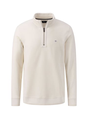 FYNCH-HATTON Pullover mit Troyer-Kragen au Baumwoll-Twill in Offwhite