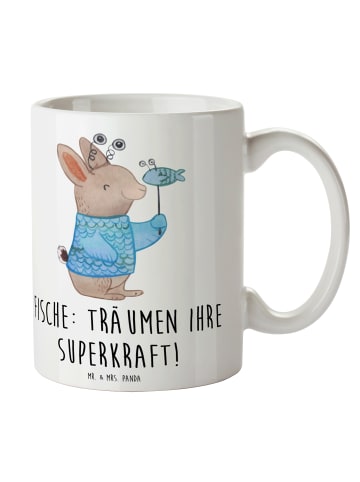 Mr. & Mrs. Panda Teetasse Fische Kraft mit Spruch in Weiß