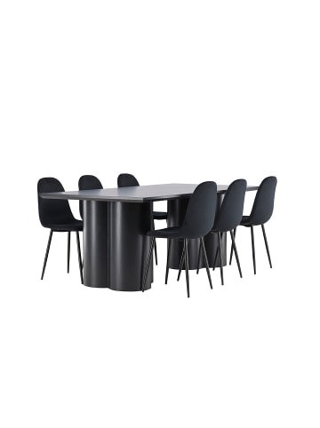 ebuy24 Essgruppe Olivia (7-teilig) Schwarz 100 x 210 cm