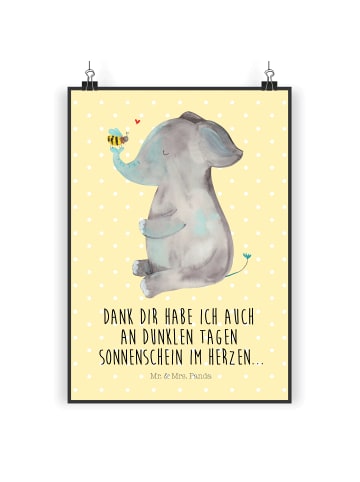 Mr. & Mrs. Panda Bild Elefant Biene mit Spruch in Gelb Pastell