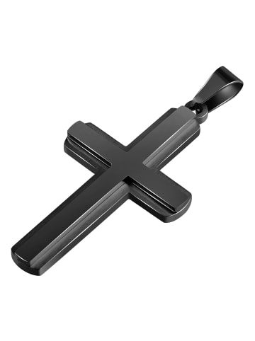Adeliás Damen Anhänger – Kreuz Kreuzanhänger aus Edelstahl in schwarz
