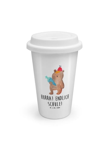 Mr. & Mrs. Panda ToGo Kaffeebecher Bär Schultüte mit Spruch in Weiß