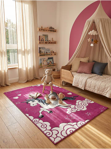 KADIMA DESIGN Teppich Kinderzimmer Kinder-Motiv Kinderzimmer pflegeleicht Motiv in Fuchsia