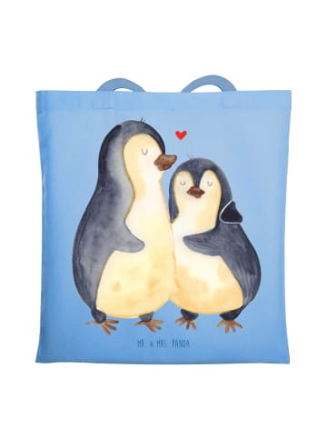 Mr. & Mrs. Panda Einkaufstasche Pinguin umarmen ohne Spruch in Sky Blue