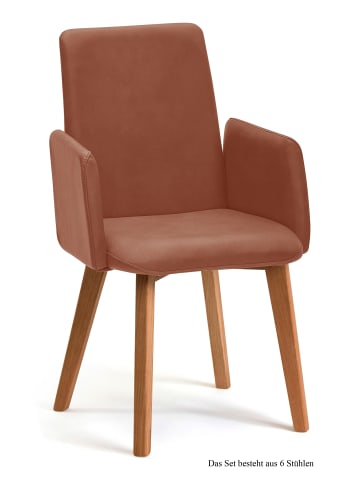 58 aufm Kessel ARMLEHNSTUHL (6er-Set) Darcie 52x92x60 Eiche geölt/Cognac
