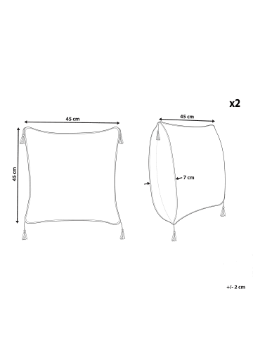 Beliani 2er-Set Dekokissen SCHEFFLERA in Weiß/Schwarz