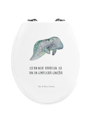 Mr. & Mrs. Panda Toilettendeckel Seekuh Chillen mit Spruch in Weiß