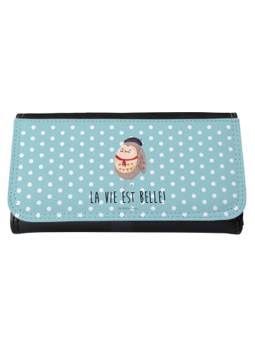 Mr. & Mrs. Panda Frauen Portemonnaie Eule Frankreich mit Spruch in Türkis Pastell