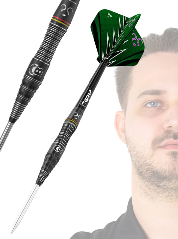 BULLS Steeldarts Brian Raman Dartpfeile Darts-Set Profi in green arrow