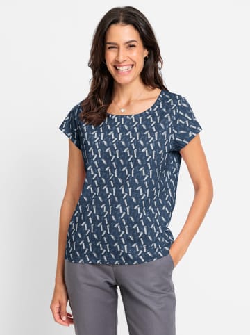 WITT WEIDEN Rundhals-Shirt in dunkelblau-ecru-bedruckt
