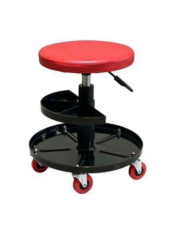 relaxdays Werkstatthocker in Rot - (H)42-56 x ø38 cm