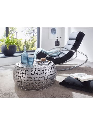 KADIMA DESIGN Couchtisch Sofatisch | Aluminium Silber, 66x66x32cm, Rund