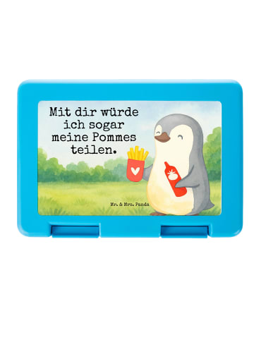 Mr. & Mrs. Panda Brotdose Pinguin Pommes Design mit Spruch in Weiß