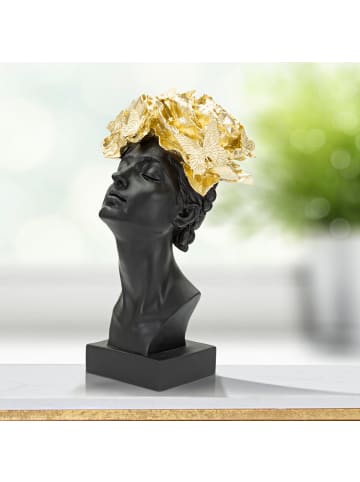 Mauro Ferretti Schwarze Harzstatuette in Form eines Frauenkopfes, 21 x 20 x 36,5 cm