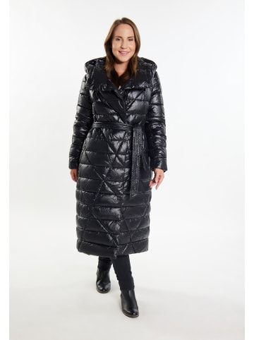 Albee Women Plus Size Steppmantel in Schwarz