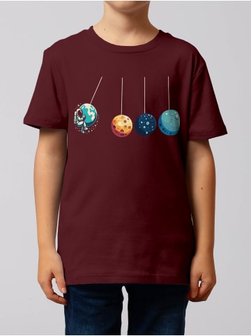 wat? Apparel T-Shirt Weltraumforscher in Weinrot
