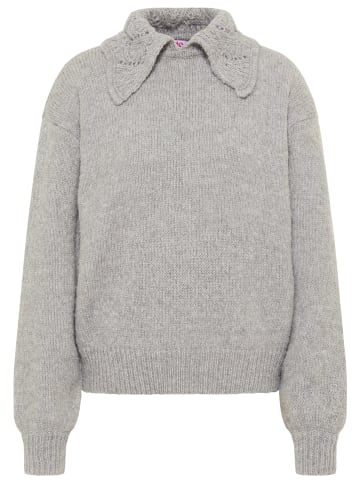 myMo Damen Strickpullover in Grau Melange