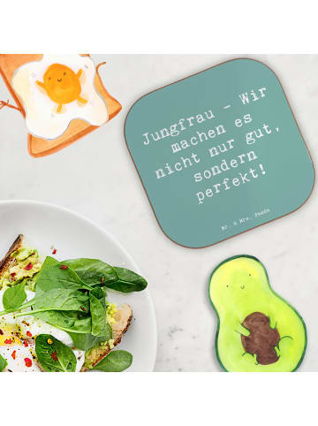 Mr. & Mrs. Panda Holzuntersetzer Spruch Jungfrau Perfektion mit ... in Meeresbrise