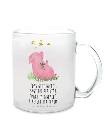 Mr. & Mrs. Panda Tasse Schwein Glück mit Spruch in Transparent