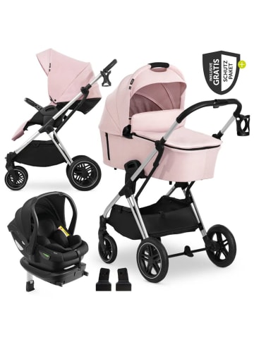 Hauck 4in1 Kinderwagen-Set Vision X Trio Set - inkl. i-Size in rosa,silber
