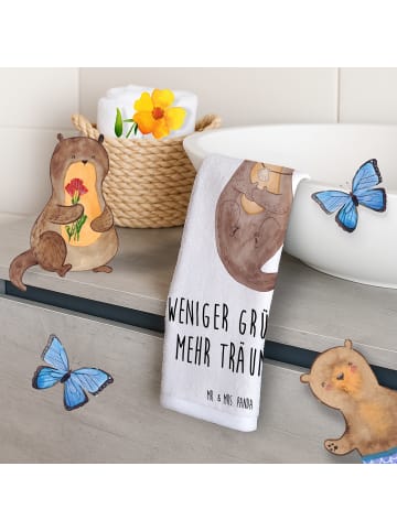 Mr. & Mrs. Panda Gästetuch Otter Muschel mit Spruch in Weiß