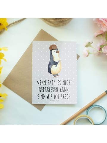 Mr. & Mrs. Panda babykarte Wenn Papa es nicht reparieren kann, s... in Grau Pastell