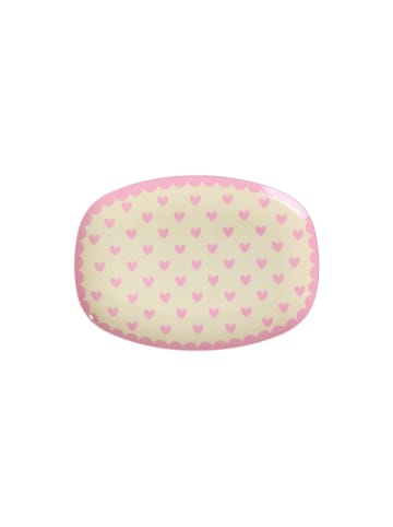 Rice Melamin Teller rechteckig Hearts Print in pink