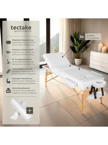 tectake 3 Zonen Massageliege-Set Somwang 218 x 102 x 90 cm, weiß