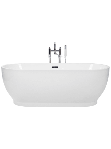 Beliani Freistehende Badewannen LEVERA in Weiß/Silber - (W) 78 x (H) 60 x (L) 170 cm