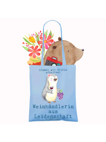 Mr. & Mrs. Panda Beutel Weinhändlerin Leidenschaft mit Spruch in Sky Blue