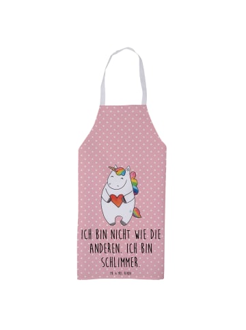 Mr. & Mrs. Panda Schürze Einhorn Herz mit Spruch in Rot Pastell