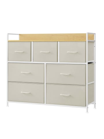 SONGMICS Kommode Bellah in Creme-Beige - (B)98 x (H)85 x (T)28.5 cm
