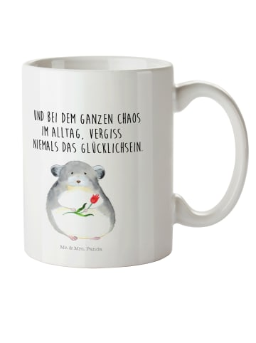 Mr. & Mrs. Panda Kindertasse Chinchilla Blume mit Spruch in Weiß