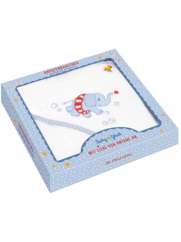 Die Spiegelburg Kapuzenbadetuch Elefant, hellblau - BabyGlück, 80x80 cm,