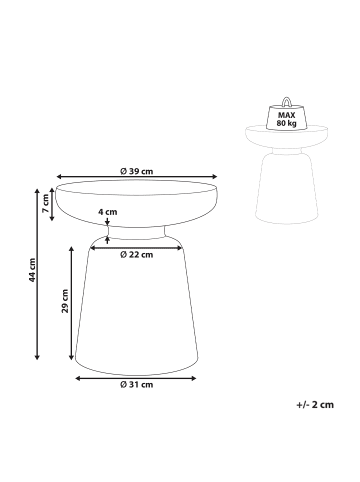 Beliani Beistelltisch TOFET in Braun - (W) 39 x (H) 44 x (L) 39 cm