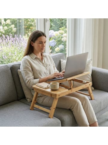 relaxdays Laptop Ständer in Natur - (B)49,5 x (H)31 x (T)30 cm