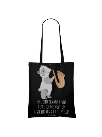 Mr. & Mrs. Panda Tragetasche Saxophon Magie mit Spruch in Schwarz